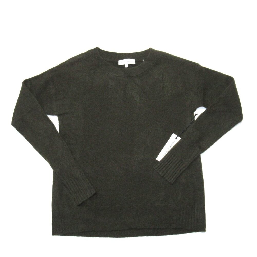NWT White + Warren Cashmere Crewneck in Midnight Forest Green Sweater L